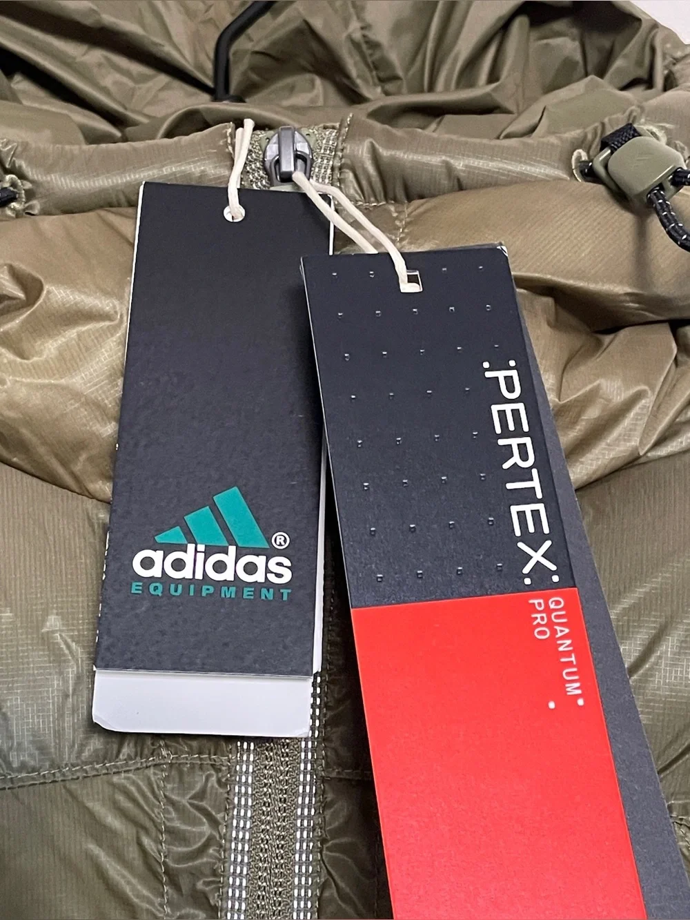 adidas EQT Pertex 90/10 Down Fill Jacket Green Focus Olive Size Medium JX1447